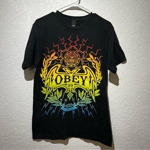 Obey Propaganda 89 Multicolor Design Shirt M Medium Bat Giant Rainbow Lightning